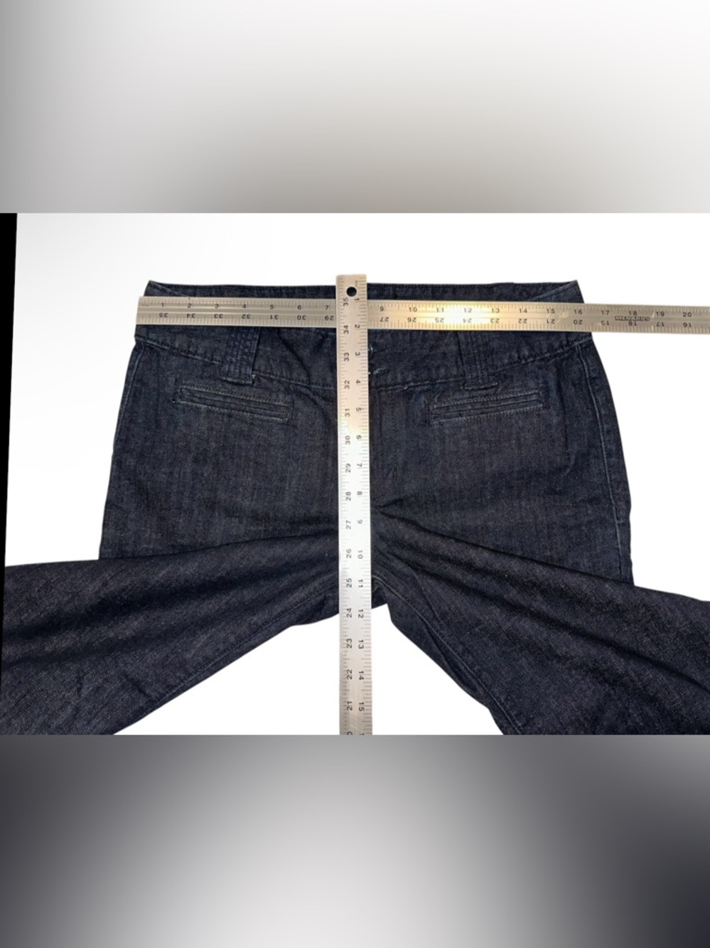 Mossimo Y2K Flare Jeans Low Rise Wide Leg Dark Blue Stretch Premium Denim Sz 10 - Picture 7 of 9